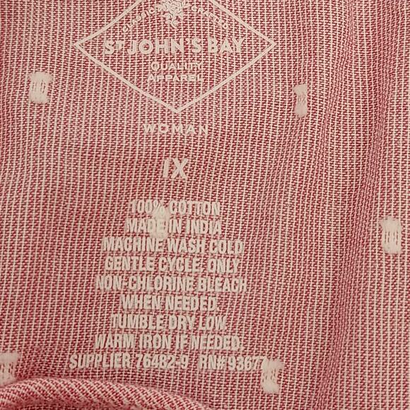 St John's Bay Pink Lace/Crochet Detail Peasant Top 1X Plus NWT Lightweight Soft - Picture 5 of 5